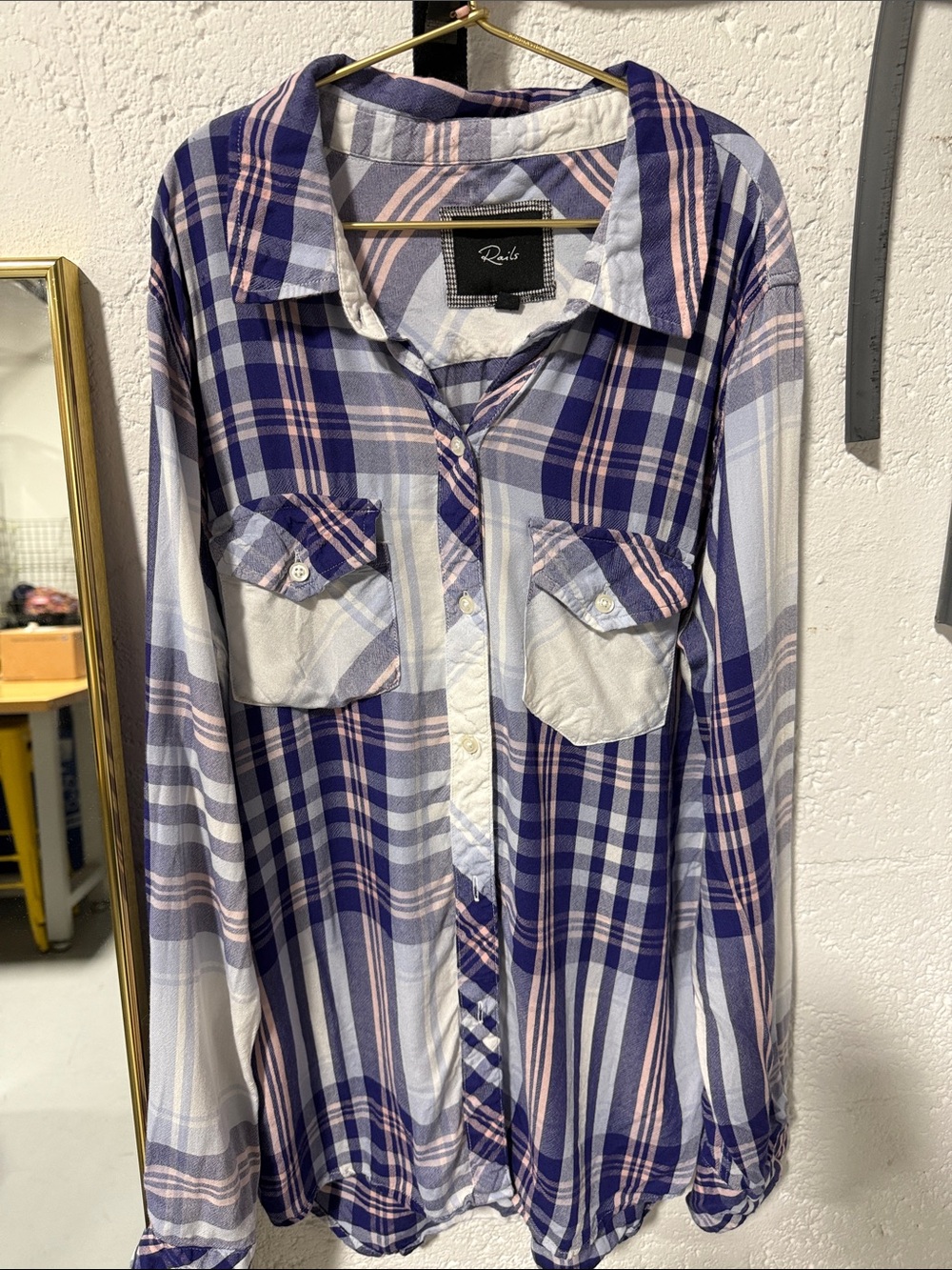 Rails Plaid Button-Down Shirt in Blue and Pink